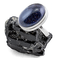 Авантюрин ніч Каїра, 20*15 мм., срібло 925, кільце, 158КА