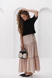 Жіноча літня ярусна спідниця максі в розмірі М