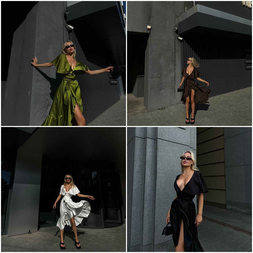 Сукня шовкова з декольте довжина міді