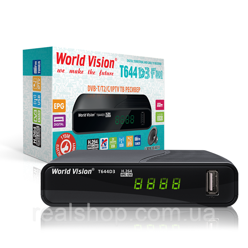 World Vision T644D3 FM ефірний Т2 приймач
