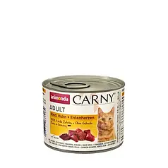 Вологий корм для кішок Animonda Carny Adult Beef, Chicken + Duck hearts | 200 г (яловичина, курка та качині сер
