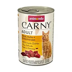 Вологий корм для кішок Animonda Carny Adult Beef, Chicken + Duck hearts <unk> 200 г (яловичина, курка та качині сер 0.4 кг
