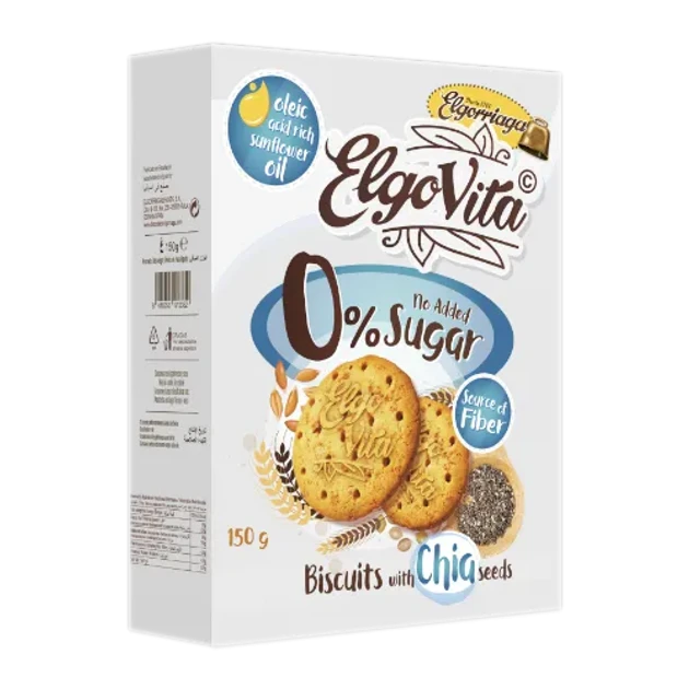 Печиво без цукру з насінням чіа Elgorriaga Elgo Vita 0% Sugar, 150 г