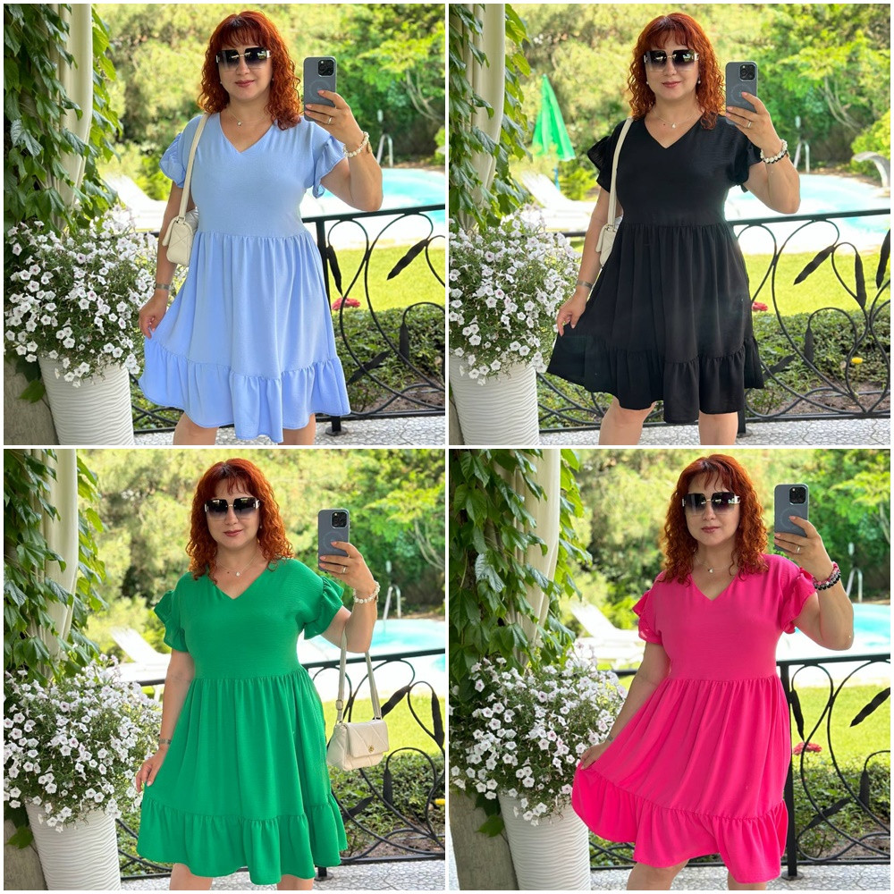 Літнє вільне легке плаття з короткими рукавами батальні розміри