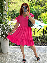 Літнє вільне легке плаття з короткими рукавами батальні розміри, фото 3