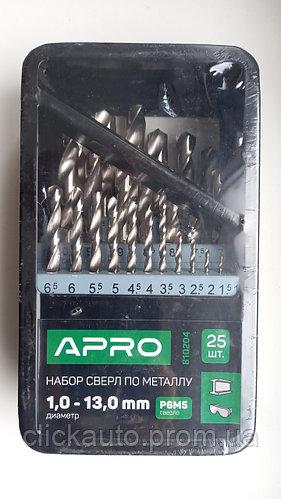 Набір свердел для металу Apro — 25 шт. (1-13 мм), фото 1
