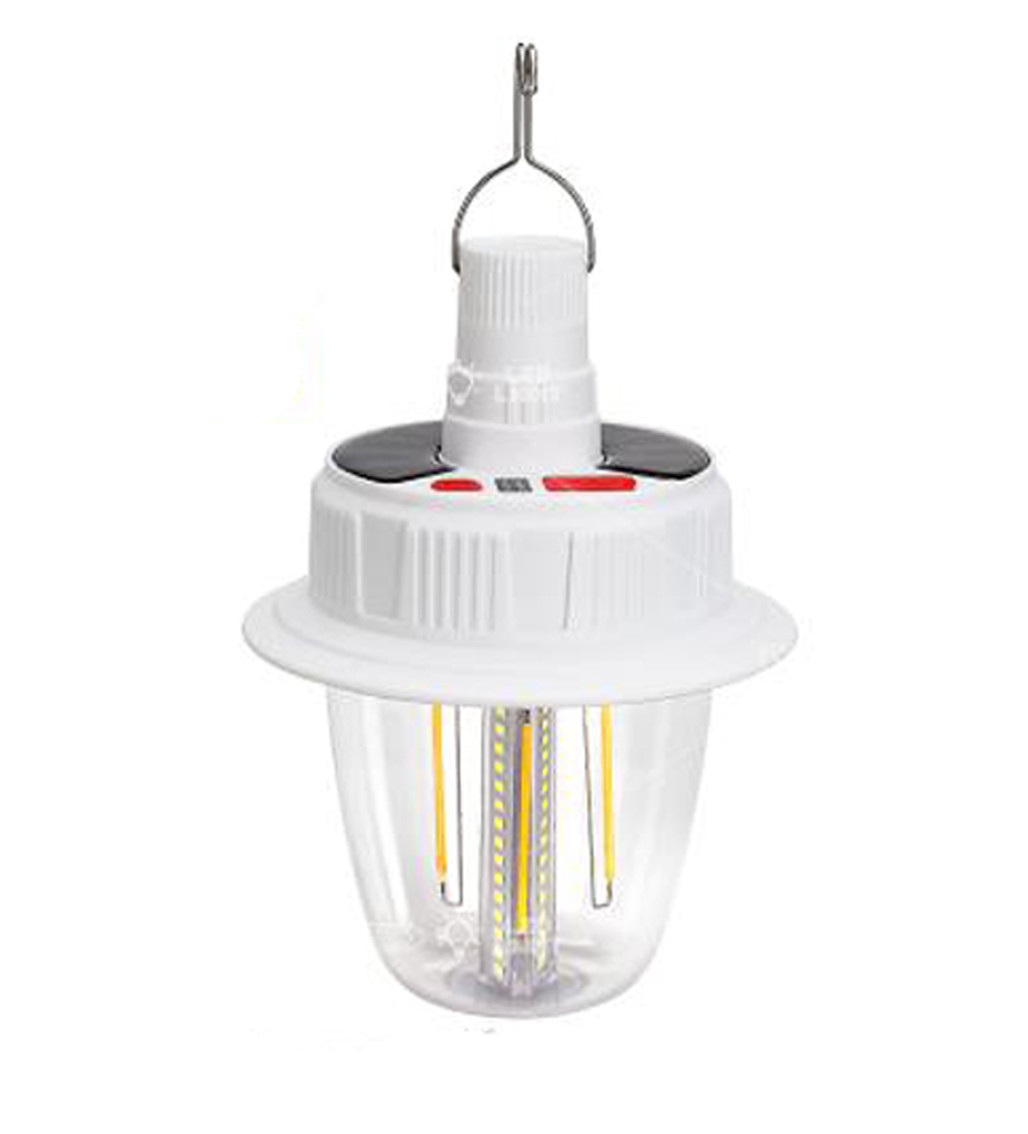 Світлодіодна LED лампа з акумулятором T38-COB+SMD(RGB), 2x18650, сонячна батарея, гачок, ЗУ Type-C