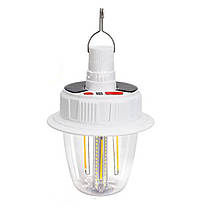 Світлодіодна LED лампа з акумулятором T38-COB+SMD(RGB), 2x18650, сонячна батарея, гачок, ЗУ Type-C
