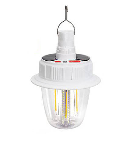 Світлодіодна LED лампа з акумулятором T38-COB+SMD(RGB), 2x18650, сонячна батарея, гачок, ЗУ Type-C, фото 1