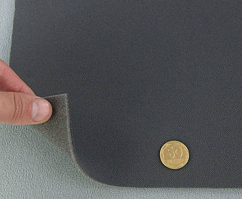 Автотканина стельова 1221 оригінальна, колір темно-сірий, на поролоні, товщ. 3мм шир. 142см