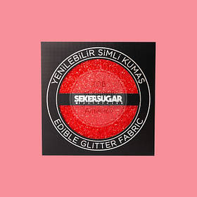 Їстівна глітерна тканина Seker&Sugar — 15х15 см — Червона