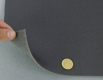 Автотканина стельова 1218 оригінальна, колір темно-сірий, на поролоні, товщ. 3мм шир. 171см