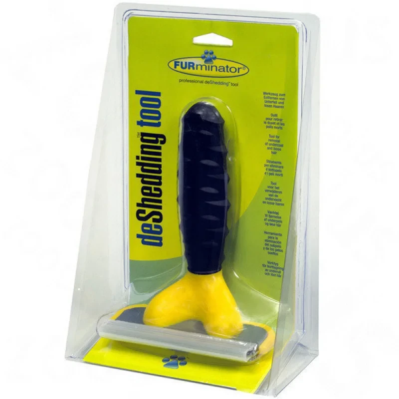 🐾Фурмінатор для чищення шерсті собак і кішок 10,16 см Щітка для грумінгу великих собак Furminator Жовтий, фото 1