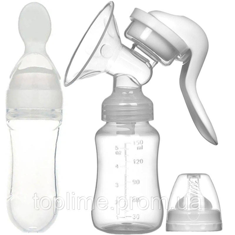 Ручной молокоотсос с соской Purple Berry Rabbit 150 мл и Бутылка-ложка ...