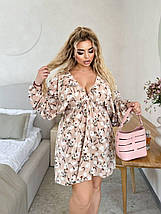 Літнє красиве плаття з довгими рукавами із софту розміри батал, фото 3