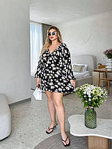 Літнє красиве плаття з довгими рукавами із софту розміри батал, фото 5