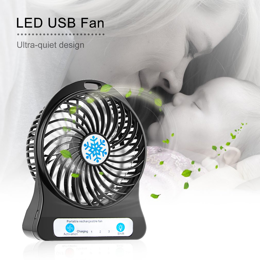 Настільний USB вентилятор Portable multifunctional Fan Чорний портативний міні вентилятор на акумуляторі