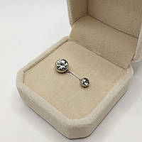 Пірсинг для пупка з цирконами "Алмазні сфери" сережка навела медична хірургічна ювелірна сталь у коробочці