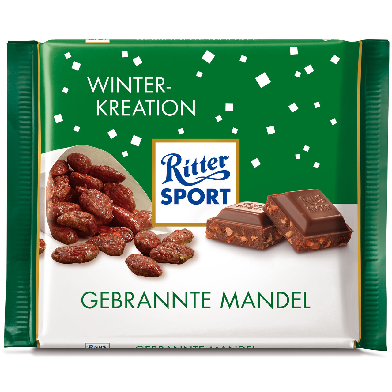 Шоколад Ritter Sport Gebrante Mandel (Риттер Спорт мигдаль в карамелі), 100 г