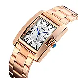 Жіночий прямокутний класичний наручний годинник Skmei 1284RG Rose Gold з металевим браслетом, фото 8
