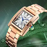 Жіночий прямокутний класичний наручний годинник Skmei 1284RG Rose Gold з металевим браслетом, фото 9