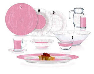 Столовий сервіз  Ambi Poppy Pink 19 предметов Luminarc V6285