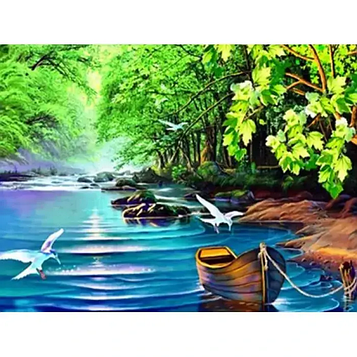 Алмазна мозаїка на підрамнику картина стразами 40х50 см DIY Лісова річка (SGLE 71284 - F)