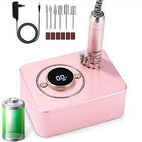 Бездротовий фрезер BQ-107 (Рожевий) для манікюру та педикюру на акумуляторі, 35 000 об./хв., 50 Вт.