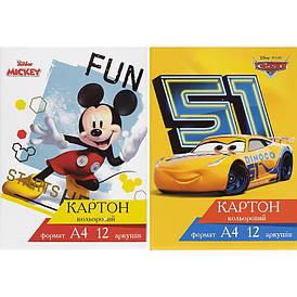 Кольоровий картон односторонній А4 12 аркушів (12 кольорів) | ТМ Тетрада ТЕ13001