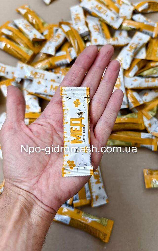 Автомат для фасування густих в'язких продуктів у стику. Фасування меду. Стік із підрізуванням.