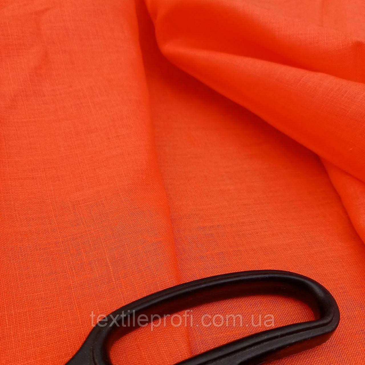 Льняна легка тканина Carrot red