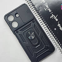 Протиударний чохол зелений із шторкою та кільцем під магнітний тримач для Xiaomi Redmi 13C / на телефон редми 13ц