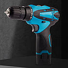 Шуруповерт акумуляторний 12V з набором інструментів + 2 акумулятори / Дриль-шуруповерт з набором біт і свердел, фото 3