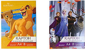 Кольоровий картон двосторонній А4 8 аркушів (8 кольорів) | ТМ Тетрада ТЕ12048