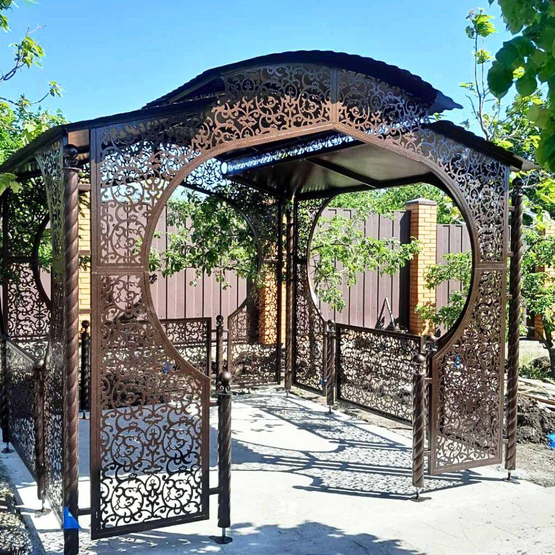 Садова альтанка "Анталія" (10 кв. м - 1 модуль) колір чорний/коричневий