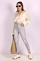 Джинси жіночі сірі з дірками на колінах