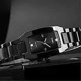 Жіночий прямокутний чорний класичний наручний годинник Skmei 1400BK Black з металевим браслетом, фото 2