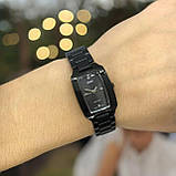 Жіночий прямокутний чорний класичний наручний годинник Skmei 1400BK Black з металевим браслетом, фото 5
