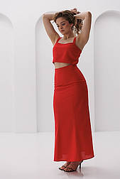 Жіночий літній костюм спідниця з топом із льону