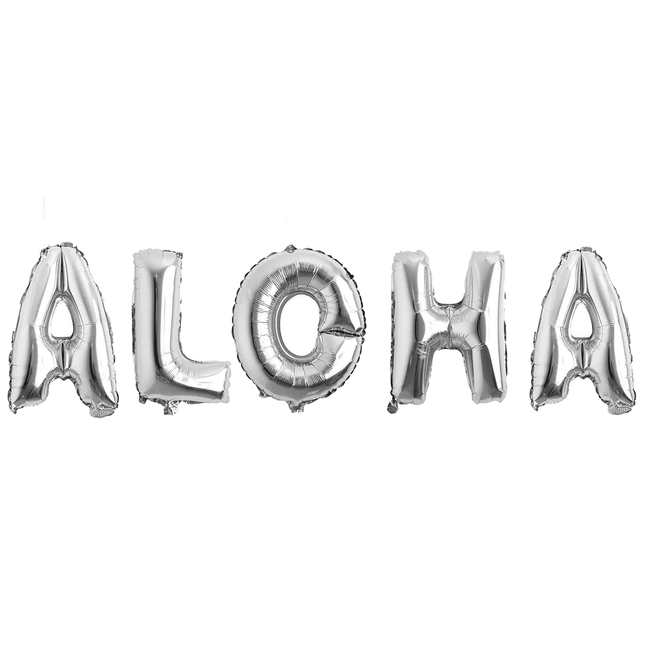 Фольговані надувні кульки ALOHA | Срібло | Гавайська вечірка
