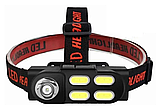 Ліхтар налобний універсальний KX-211 акумуляторний яскравий потужний ліхтарик на голову XPE+COB USB, фото 2