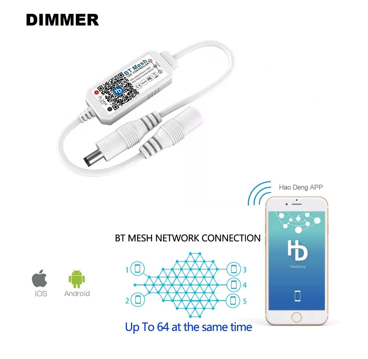 Диммер Bluetooth BT Mesh  5-24v 96W для одноцветной светодиодной ленты