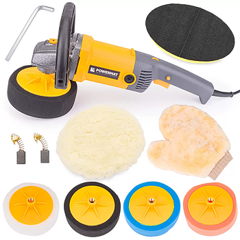 Машина для поліровки автомобіля 2600 Вт, 180 мм Powermat PM0910 полірувальна машина для авто