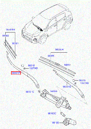 Важіль двірника Sportage MOBIS (правий) 98321D9000, фото 3