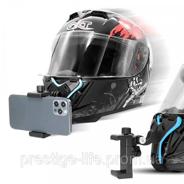 Кріплення екшн-камери GoPro та телефону для шолома, мотошолома, єндуро синього кольору