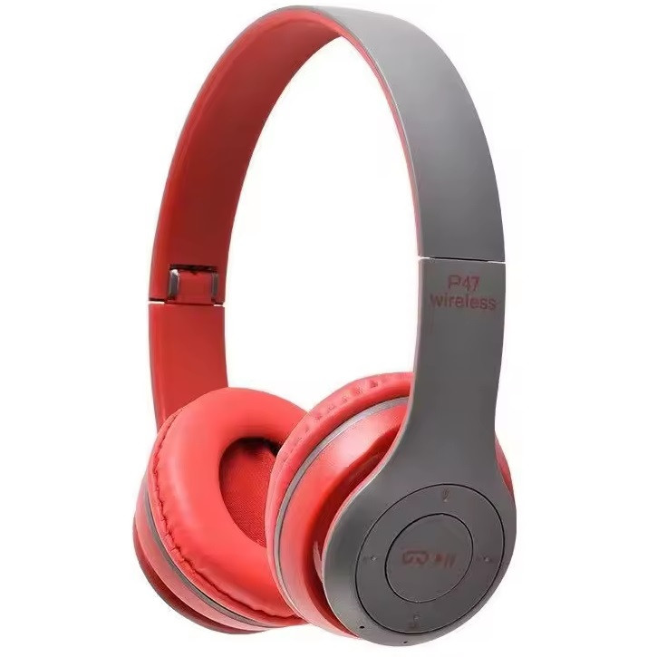 Безпровідні навушники з мікрофоном Wireless Headphone P47 |SD Card| Червоний 9648