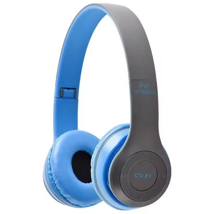 Безпровідні навушники з мікрофоном Wireless Headphone P47 |SD Card| Синій 9648