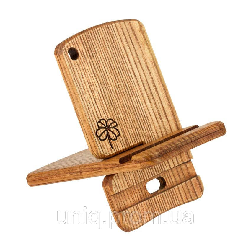 Деревянная подставка для телефона Клевер с чехлом Minkovka Древесина ...
