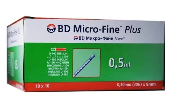 BD Micro-FineTM Шприц 0,5 мл U-100 інсуліновий 30G (0,30 x 8 мм), фото 1