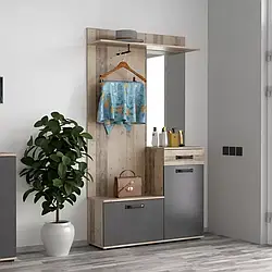 Сучасна модульна прихожа в коридор з вішалкою, тумбою і дзеркалом 1 метр